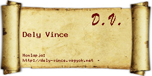 Dely Vince névjegykártya